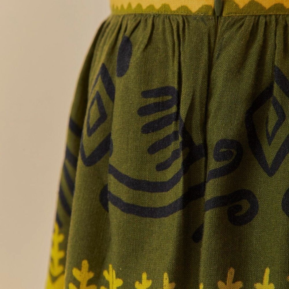 Farm Rio Green Creation Midi Skirt XS NWT - Picture 7 of 9
